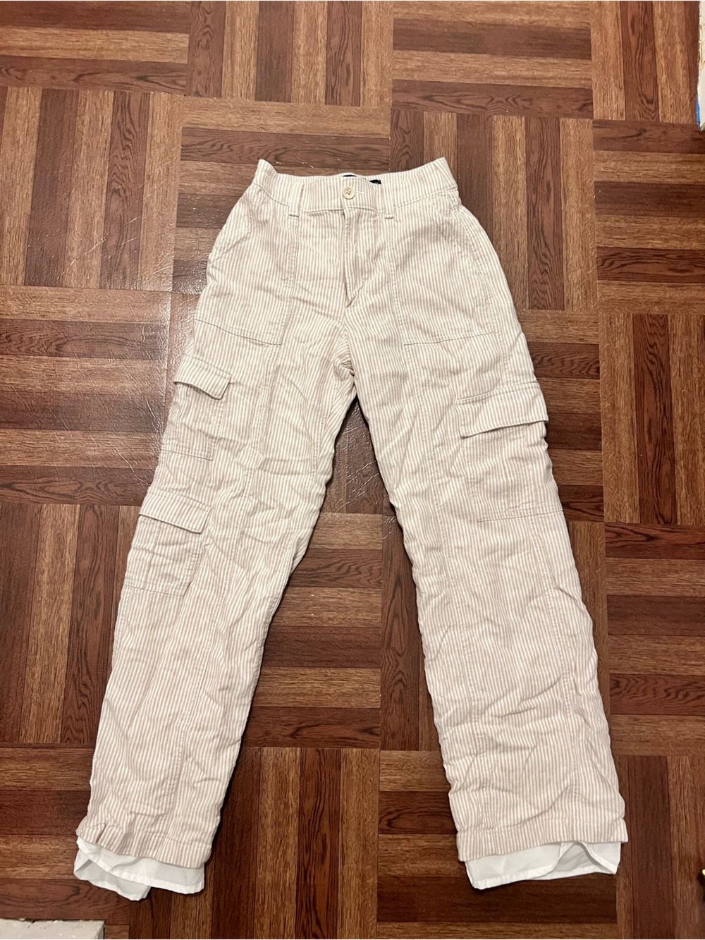 Hollister Beige Pinstripe Cargo Pants